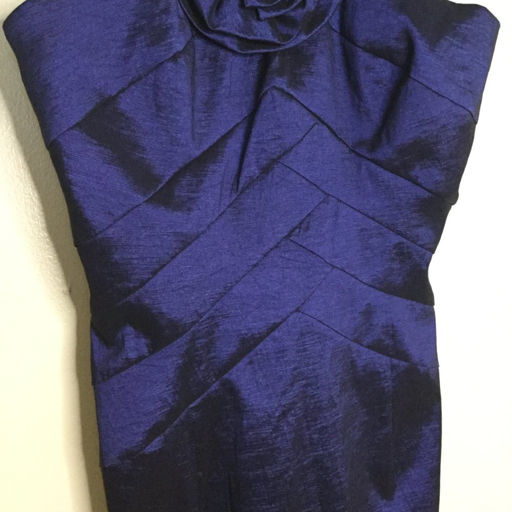 Cache Deep Midnight Blue Ruffle Cocktail Dress - Picture 4 of 9